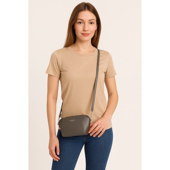 David Jones Paris Gray Crossbody Bag – Faux Leather Chain Strap Purse – 6x9 - Picture 9 of 9